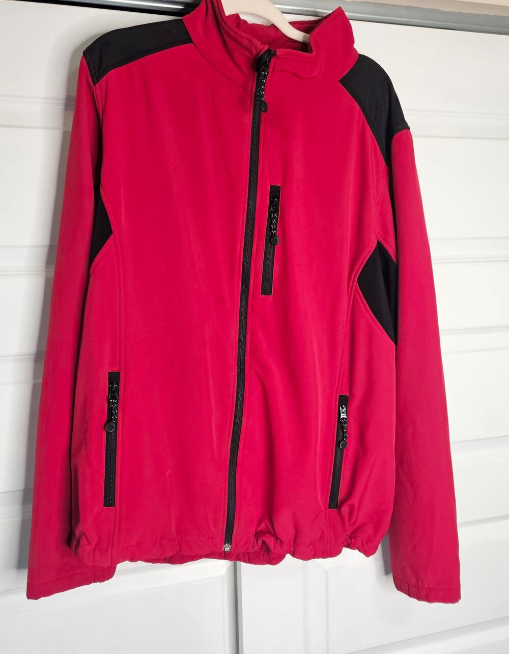 Retro 2XL Red Black Softshell Full Zip Outdoor Performance Trail Jacket